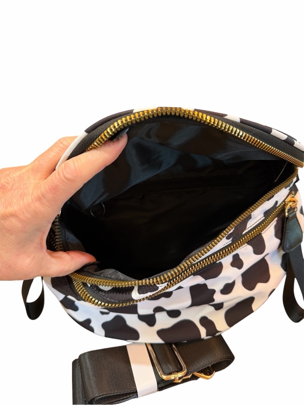 Cow Print Black and White Women's Belt Bag - Picture 5 of 5